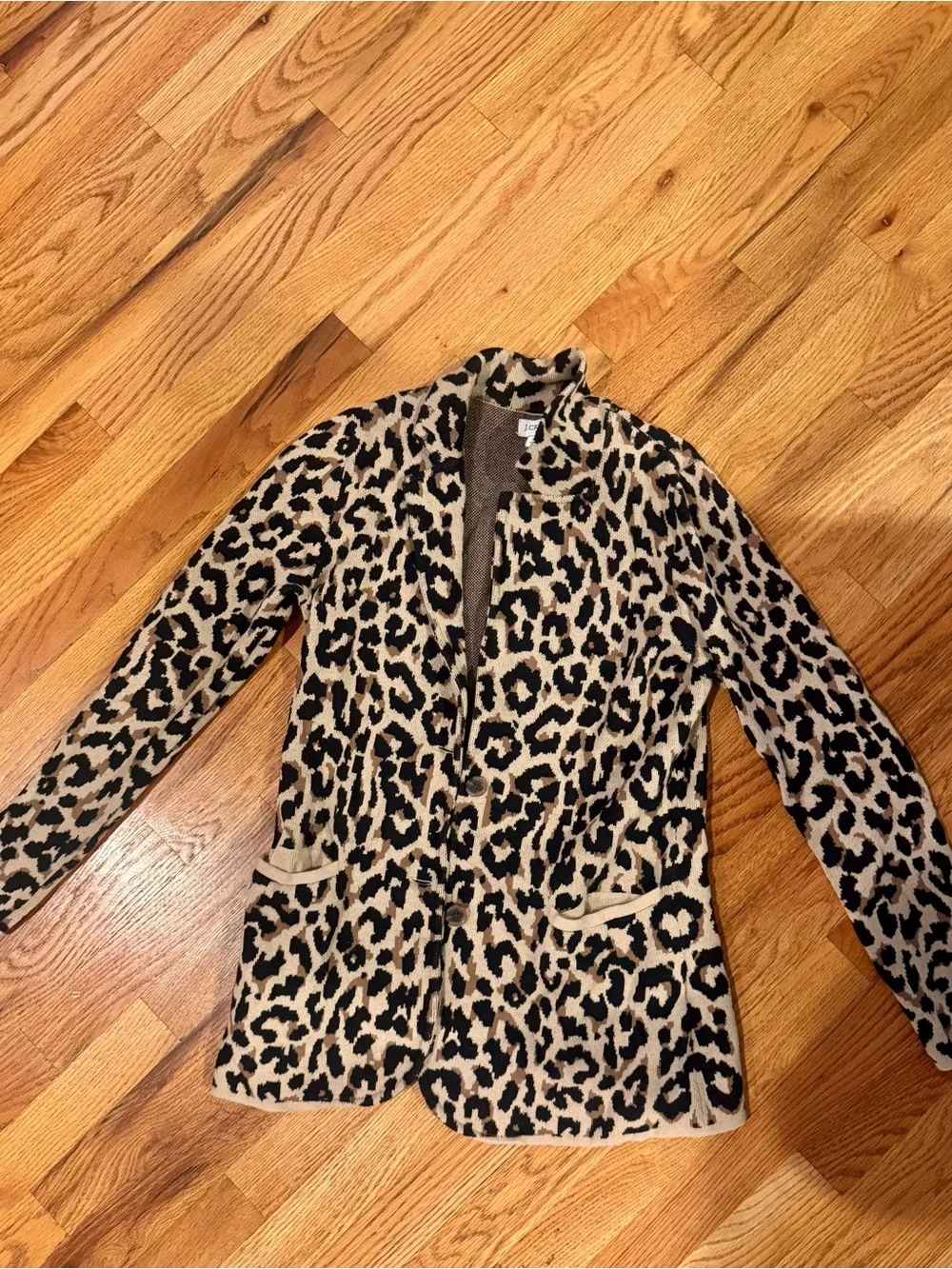 J. Crew Leopard Print Open Front Blazer in Beige and Black